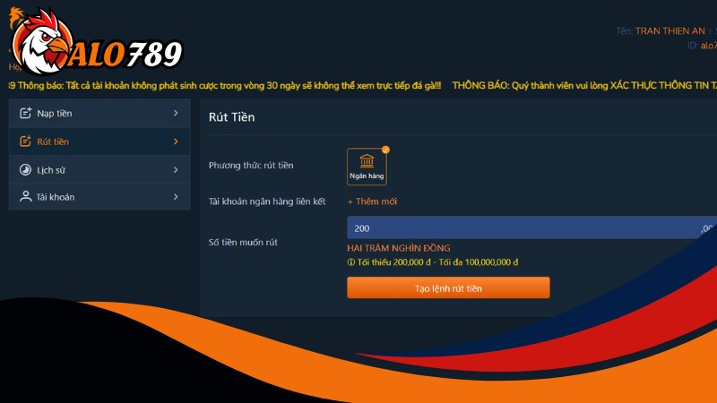 Hướng dẫn rút tiền Alo789 chỉ với 5 thao tác Hướng dẫn rút tiền Alo789 chỉ với 5 thao tác